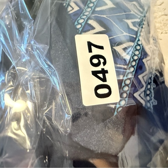 Blue Halter Maxi Dress with Pattern beach cover up - Picture 6 of 7